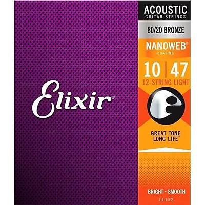 Elixir 11152 Nanoweb 80/20 Bronze 12 Telli Akustik Gitar Teli (12-47)