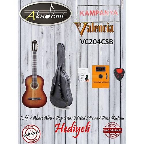 VALENCIA VC204CSB KLASİK 4/4 Gitar+KILIF+PENA