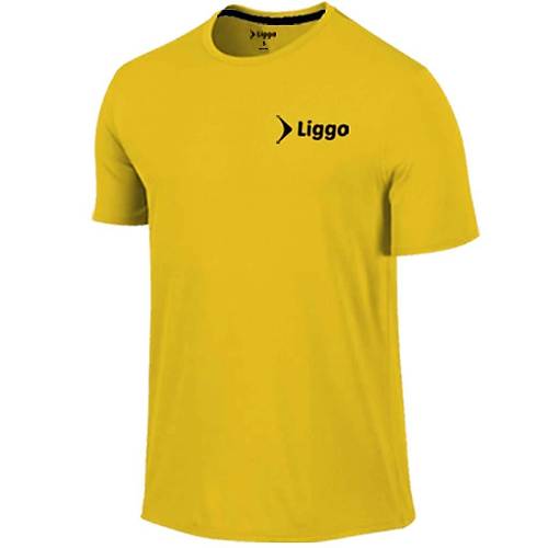 Liggo Nefes Alabilen Erkek Spor Tişört Fitness Antrenman Tişörtü Sarı