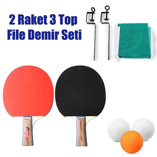 Masa Tenisi Raket Seti File Demir 2 Raket 3 Top Seti