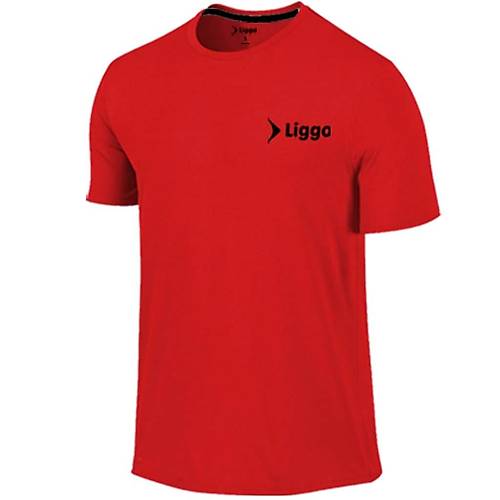 Liggo Nefes Alabilen Erkek Spor Tişört Fitness Antrenman Tişörtü Kırmızı