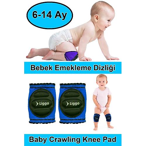 Liggo 6-14 Ay Bebek Emekleme Dizlii Bebek Dizlii ocuk Dizlii Bebek Koruyucu Dizlik Mavi