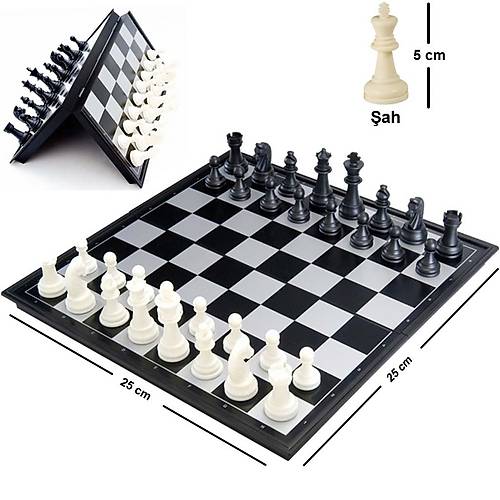 Manyetik Satran Takm 3810 Katlanabilir Tavla Dama Oyun Seti 25x25cm