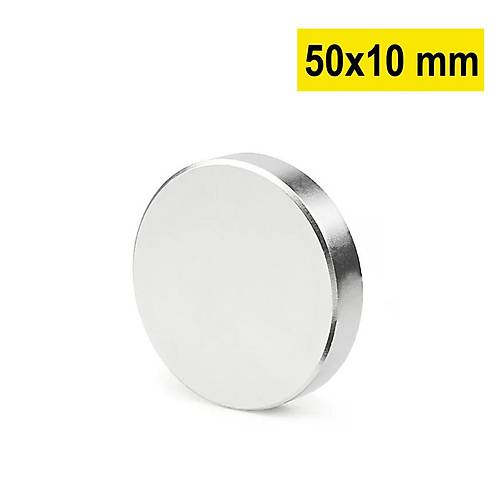 50×10 mm, Yuvarlak Neodyum Mıknatıs, Güçlü Magnet, (Çap: 50 mm, Kalınlık: 10 mm)