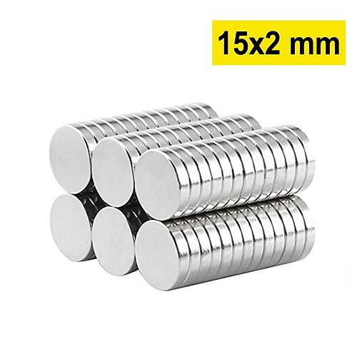 15×2 mm, Yuvarlak Neodyum Mıknatıs, Güçlü Magnet, (Çap: 15 mm, Kalınlık: 2 mm)