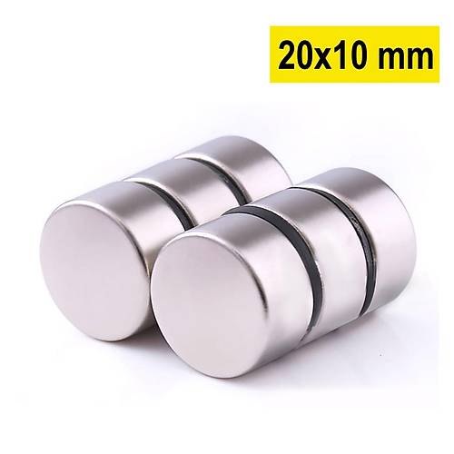 20×10 mm, Yuvarlak Neodyum Mıknatıs, Güçlü Magnet, (Çap: 20 mm, Kalınlık: 10 mm)