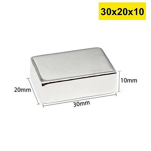 30x20x10 mm, Köşeli Neodyum Mıknatıs, Güçlü Magnet, (Boy:30mm, En:20mm, Kalınlık:10mm)