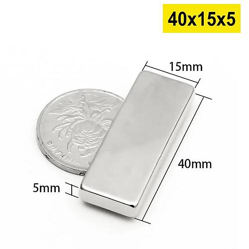 40x15x5 mm, Köşeli Neodyum Mıknatıs, Güçlü Magnet, (Boy:40mm, En:15mm, Kalınlık:5mm)