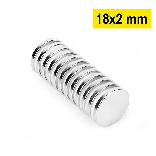 18×2 mm, Yuvarlak Neodyum Mıknatıs, Güçlü Magnet, (Çap: 18 mm, Kalınlık: 2 mm)