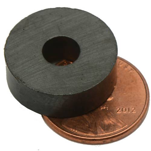 18x5x10 mm, Delikli Ferrit Mıknatıs, Seramik, Oksit, Kömür Magnet (Çap:18mm, Delik:5mm, Kalınlık:10mm)