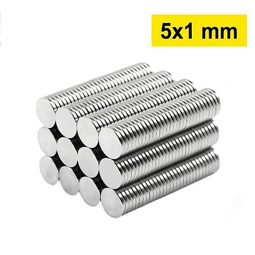 5×1 mm, Yuvarlak Neodyum Mıknatıs, Güçlü Magnet, (Çap: 5 mm, Kalınlık: 1 mm)