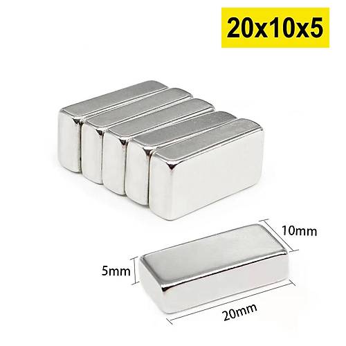 20x10x5 mm, Köşeli Neodyum Mıknatıs, Güçlü Magnet, (Boy:20mm, En:10mm, Kalınlık:5mm)