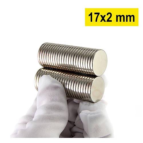 17×2 mm, Yuvarlak Neodyum Mıknatıs, Güçlü Magnet, (Çap: 17 mm, Kalınlık: 2 mm)