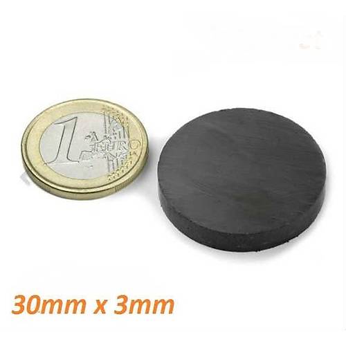 28×3 mm, Yuvarlak Ferrit Mıknatıs, Seramik, Oksit, Kömür Magnet (Çap: 28 mm, Kalınlık: 3 mm)