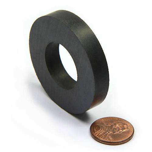 90x40x15 mm, Delikli Ferrit Mıknatıs, Seramik, Oksit, Kömür Magnet (Çap:90mm, Delik:40mm, Kalınlık:15mm)