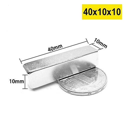 40x10x10 mm, Köşeli Neodyum Mıknatıs, Güçlü Magnet, (Boy:40mm, En:10mm, Kalınlık:10mm)