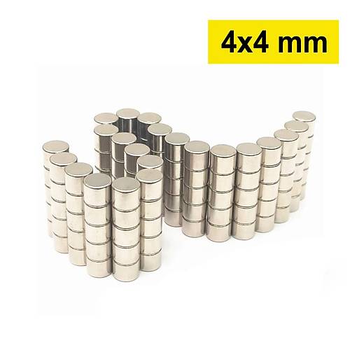 4×4 mm, Yuvarlak Neodyum Mıknatıs, Güçlü Magnet, (Çap: 4 mm, Kalınlık: 4 mm)