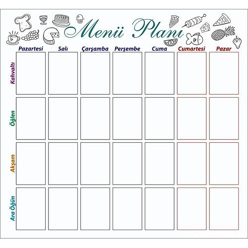 Haftalık Menü, Magnet Planlayıcı, Katlanabilir, Silinebilir, Mıknatıslı Yazı Tahtası Pano + 2 Kalem