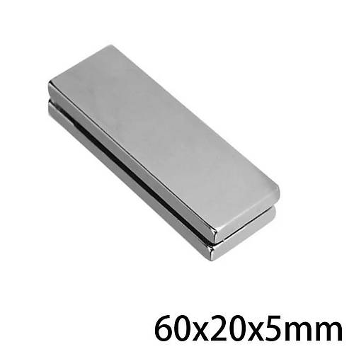 60x20x5 mm, Köşeli Neodyum Mıknatıs, Güçlü Magnet, (Boy:60mm, En:20mm, Kalınlık:5mm)