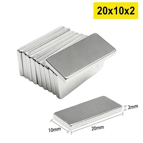 20x10x2 mm, Köşeli Neodyum Mıknatıs, Güçlü Magnet, (Boy:20mm, En:10mm, Kalınlık:2mm)