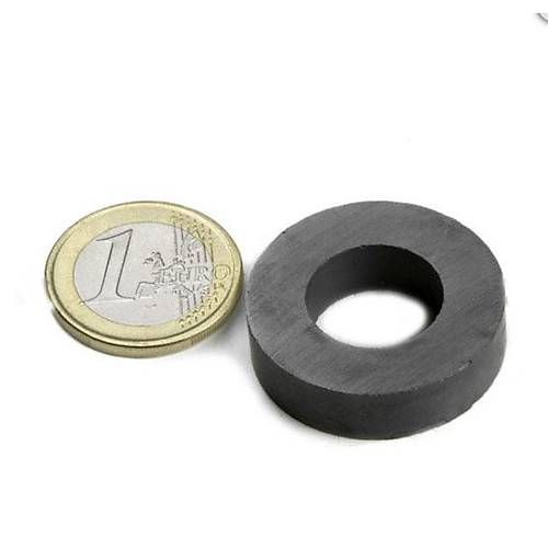 35x18x6 mm, Delikli Ferrit Mıknatıs, Seramik, Oksit, Kömür Magnet (Çap:35mm, Delik:18mm, Kalınlık:6mm)