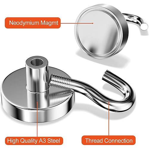 Neodyum, Pot Mıknatıs, 20 mm, Güçlü, Askı Kanca Mıknatıs