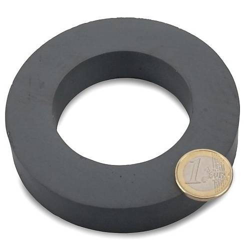100x60x15 mm, Delikli Ferrit Mıknatıs, Seramik, Oksit, Kömür Magnet (Çap:100mm, Delik:60mm, Kalınlık:15mm)