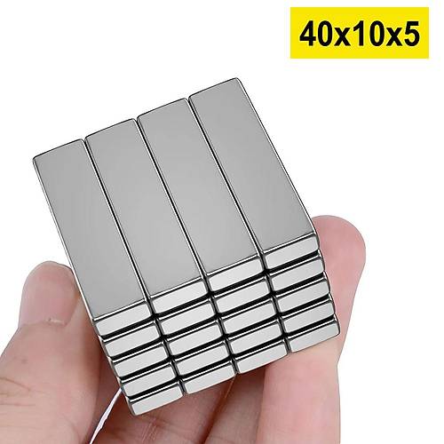 40x10x5 mm, Köşeli Neodyum Mıknatıs, Güçlü Magnet, (Boy:40mm, En:10mm, Kalınlık:5mm)