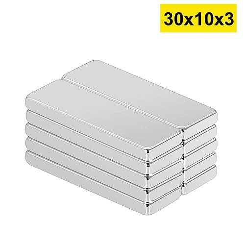 30x10x3 mm, Köşeli Neodyum Mıknatıs, Güçlü Magnet, (Boy:30mm, En:10mm, Kalınlık:3mm)