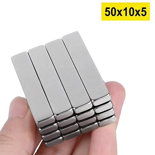 50x10x5 mm, Köşeli Neodyum Mıknatıs, Güçlü Magnet, (Boy:50mm, En:10mm, Kalınlık:5mm)