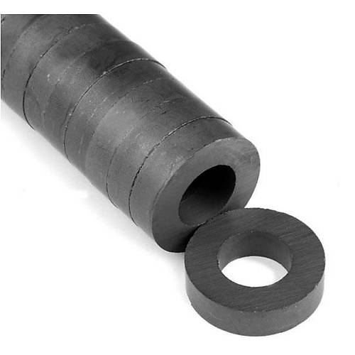 35x18x6 mm, Delikli Ferrit Mıknatıs, Seramik, Oksit, Kömür Magnet (Çap:35mm, Delik:18mm, Kalınlık:6mm)