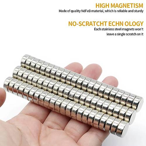 12x5 mm, Yuvarlak Neodyum Mknats, Gl Magnet, (ap: 12 mm, Kalnlk: 5 mm)