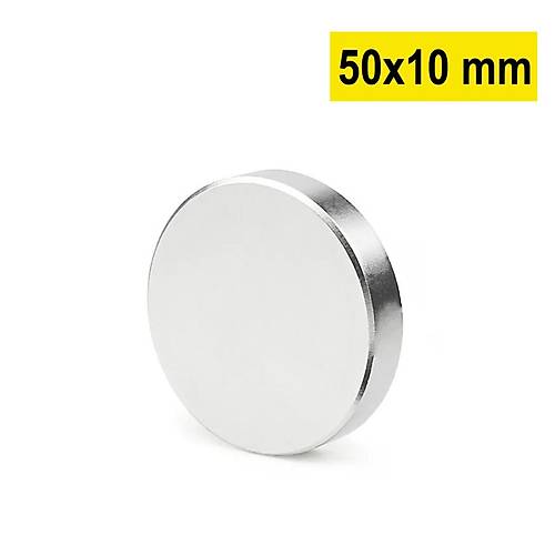50x10 mm, Yuvarlak Neodyum Mıknatıs, Güçlü Magnet, (Çap: 50 mm, Kalınlık: 10 mm)