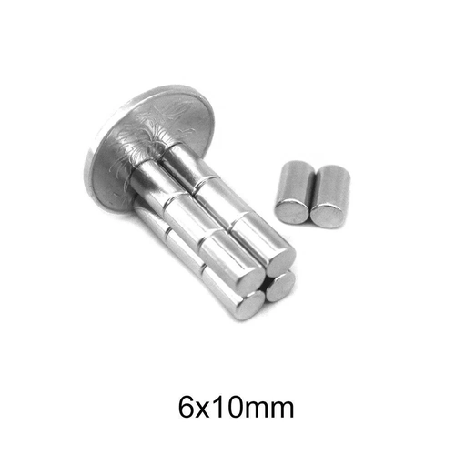6x10 mm, Yuvarlak Neodyum Mıknatıs, Güçlü Magnet, (Çap: 6 mm, Kalınlık: 10 mm)