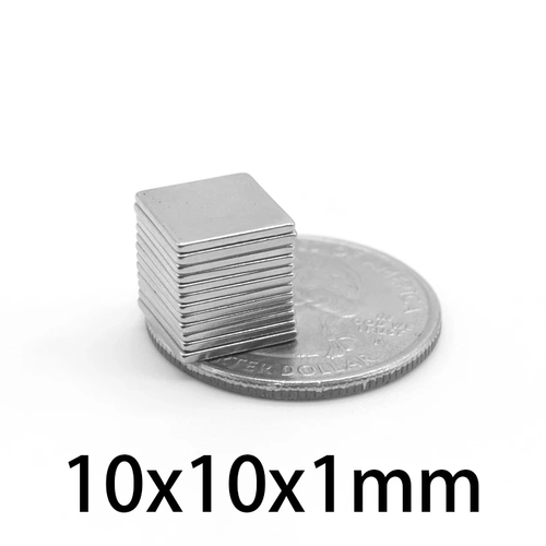 10x10x1 mm, Köşeli Neodyum Mıknatıs, Güçlü Magnet, (Boy:10mm, En:10mm, Kalınlık:1mm)