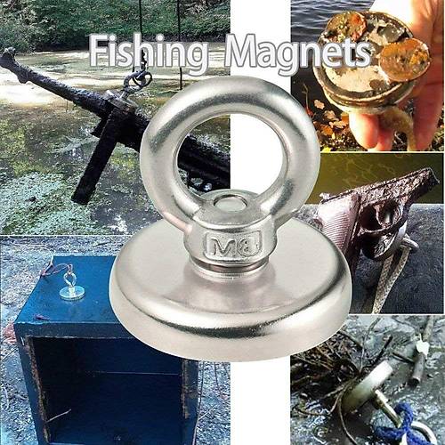Gl Halkal Neodyum Pot Mknats, 48mm apnda, Magnet Fishing, Kanca Mknats, Kurtarma Mknats