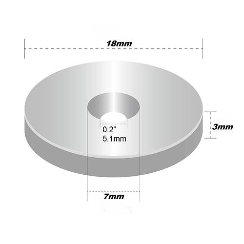 20x3 mm, Yuvarlak, Havşalı, Neodyum Mıknatıs, Güçlü Magnet, (Çap:20mm, Kalınlık:3mm)