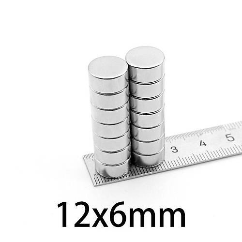 12x6 mm, Yuvarlak Neodyum Mıknatıs, Güçlü Magnet, (Çap: 12 mm, Kalınlık: 6 mm)