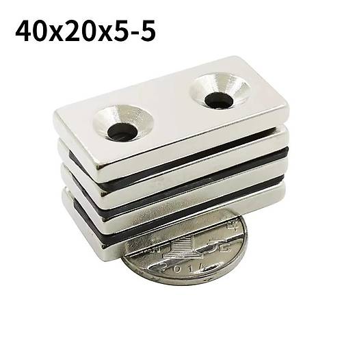 40x20x5 mm, Keli, ki Haval, Neodyum Mknats, Gl Magnet, (Boy:40mm, En:20mm, Kalnlk:5mm)