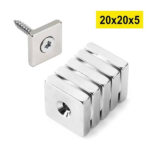 20x20x5 mm, Keli, Haval, Neodyum Mknats, Gl Magnet, (Boy:20mm, En:20mm, Kalnlk:5mm)