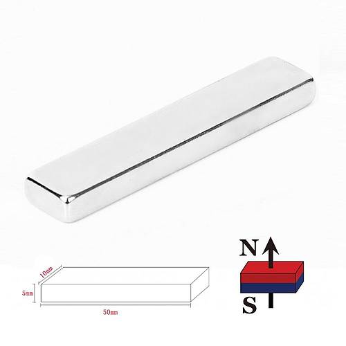 50x10x5 mm, Keli Neodyum Mknats, Gl Magnet, (Boy:50mm, En:10mm, Kalnlk:5mm)