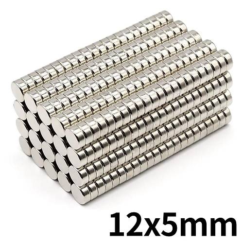12x5 mm, Yuvarlak Neodyum Mknats, Gl Magnet, (ap: 12 mm, Kalnlk: 5 mm)