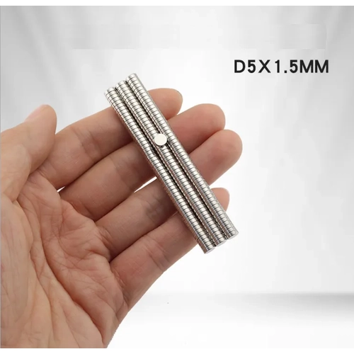 5x1,5 mm, Yuvarlak Neodyum Mıknatıs, Güçlü Magnet, (Çap: 5 mm, Kalınlık: 1,5 mm)