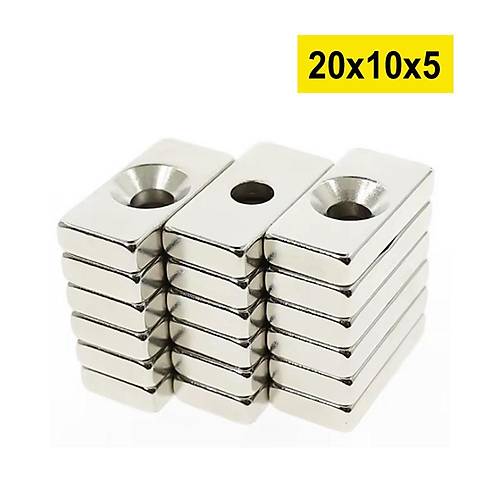 20x10x5 mm, Keli, Haval, Neodyum Mknats, Gl Magnet, (Boy:20mm, En:10mm, Kalnlk:5mm)