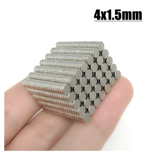 4x1,5 mm, Yuvarlak Neodyum M�knat�s, G��l� Magnet, (�ap: 4 mm, Kal�nl�k: 1,5 mm)