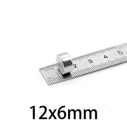 12x6 mm, Yuvarlak Neodyum Mıknatıs, Güçlü Magnet, (Çap: 12 mm, Kalınlık: 6 mm)