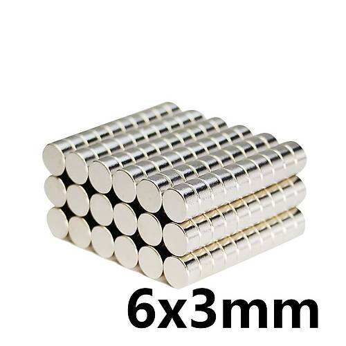 6x3 mm, Yuvarlak Neodyum Mıknatıs, Güçlü Magnet, (Çap: 6 mm, Kalınlık: 3 mm)