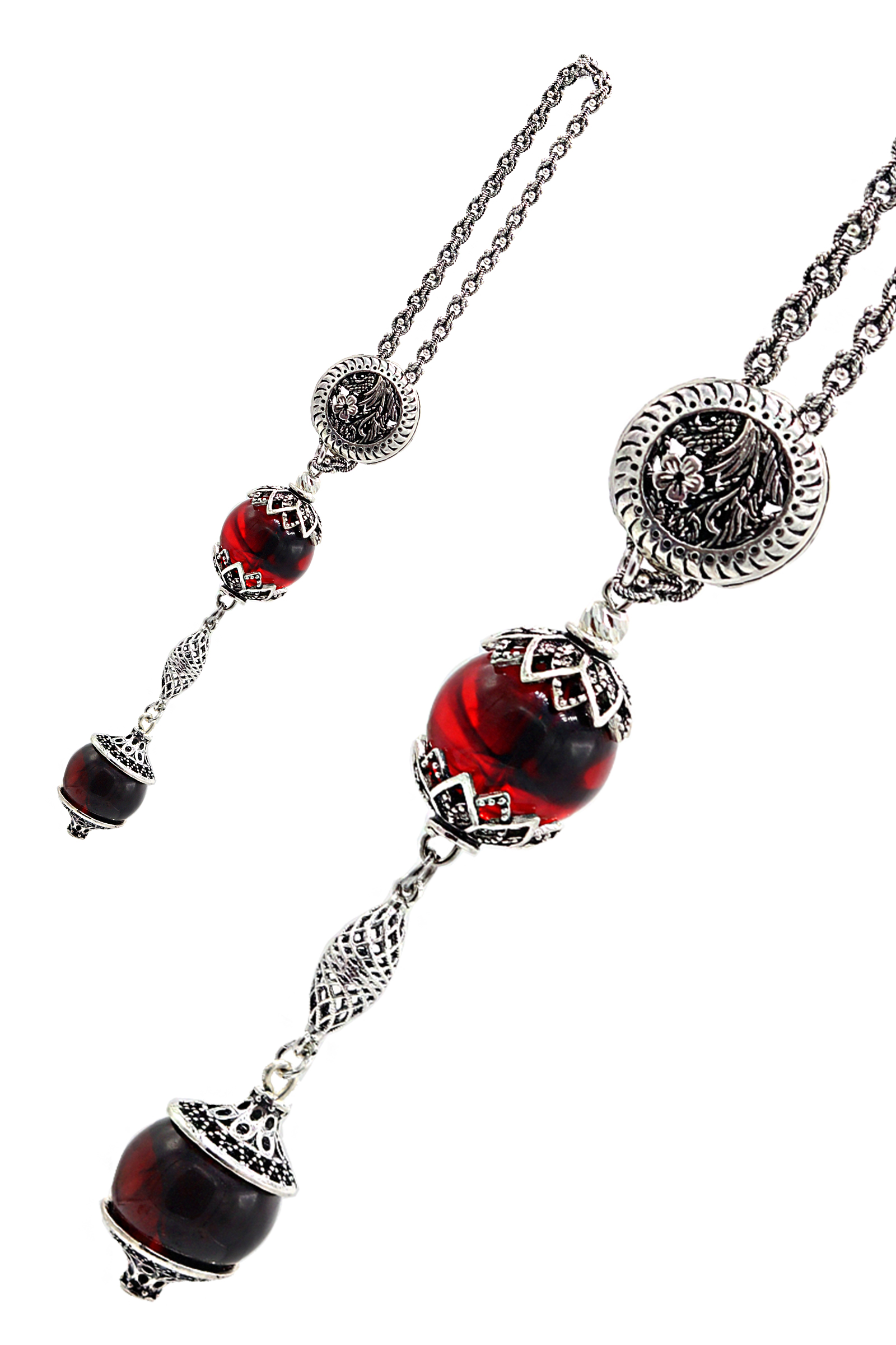 Özel Tasarım  Kehribar Taşlı Gümüş Anahtarlık 201022340