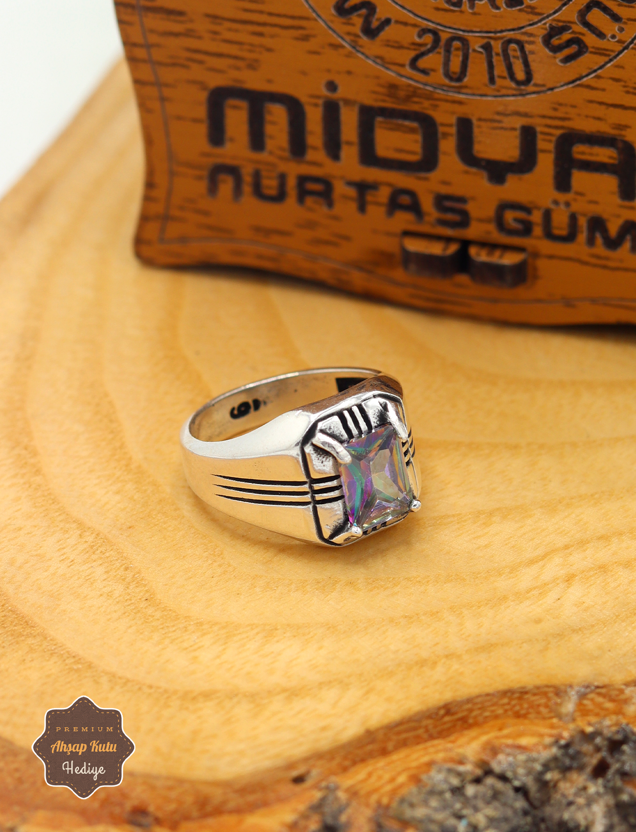 Mistik Topaz Taşlı Kare Model 925 Ayar Gümüş Çocuk Yüzüğü 201025298