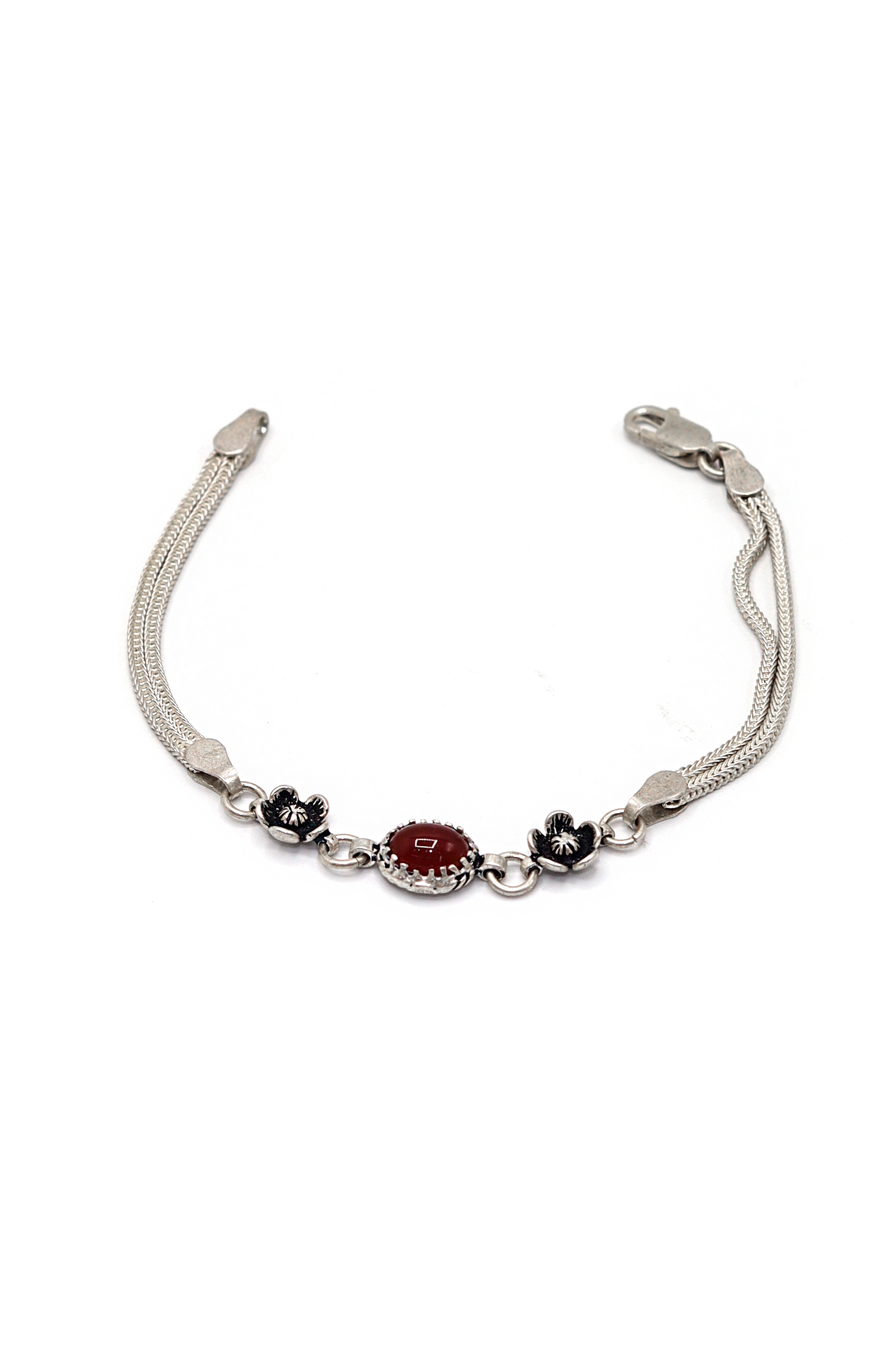Oval Akik Taşlı Mardin Hasırı Gümüş Kadın Bileklik 201023684